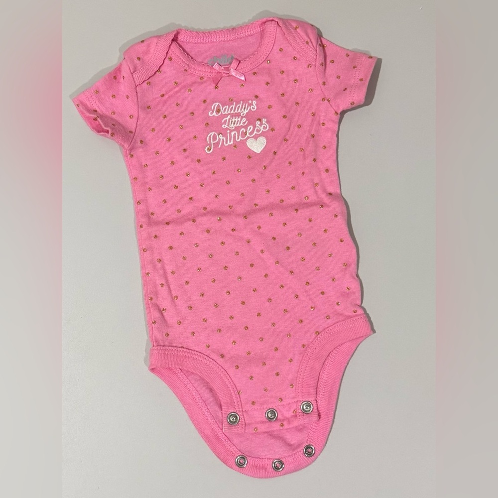 Child of Mine Pink One-Piece Bodysuit with Gold Dot Accents